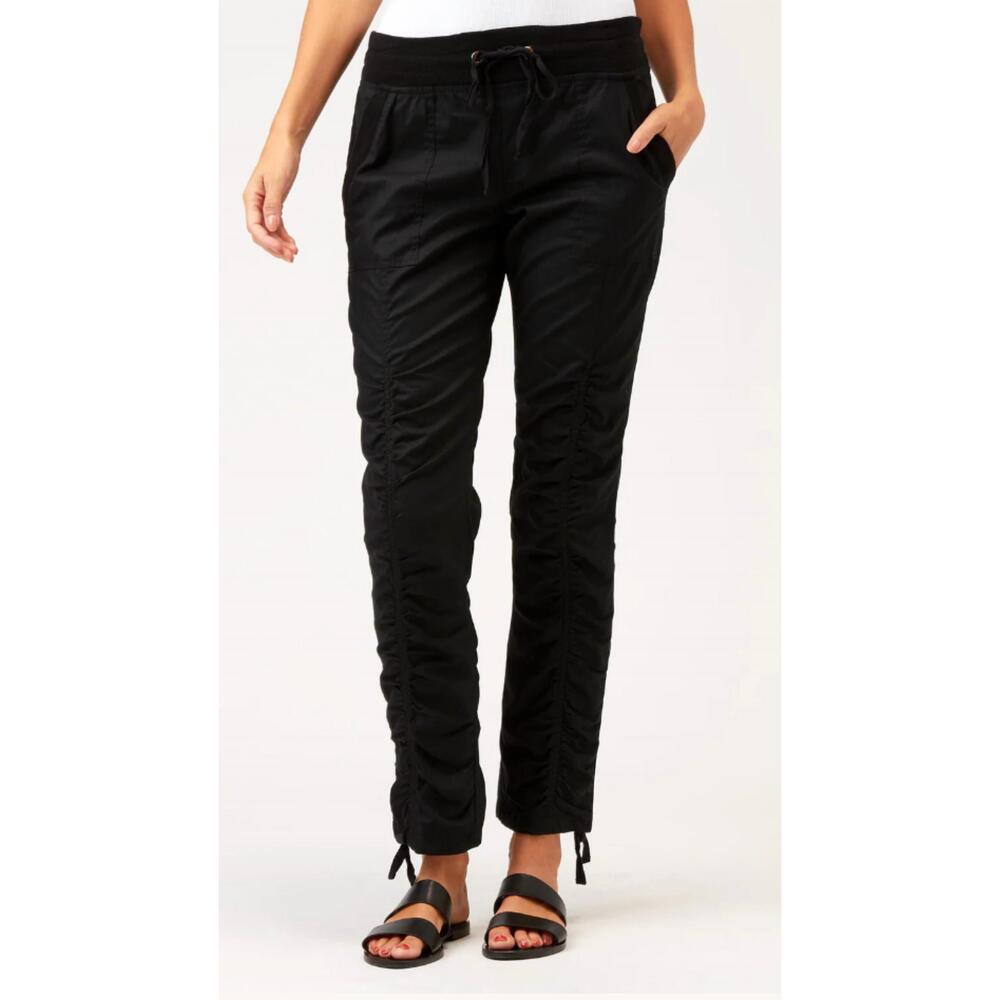 Black Ruched Ankle Jogger Pants - Women